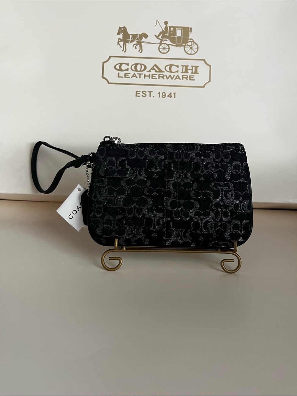 Coach | Vintage Black/Silver Madison Lurex Wristlet